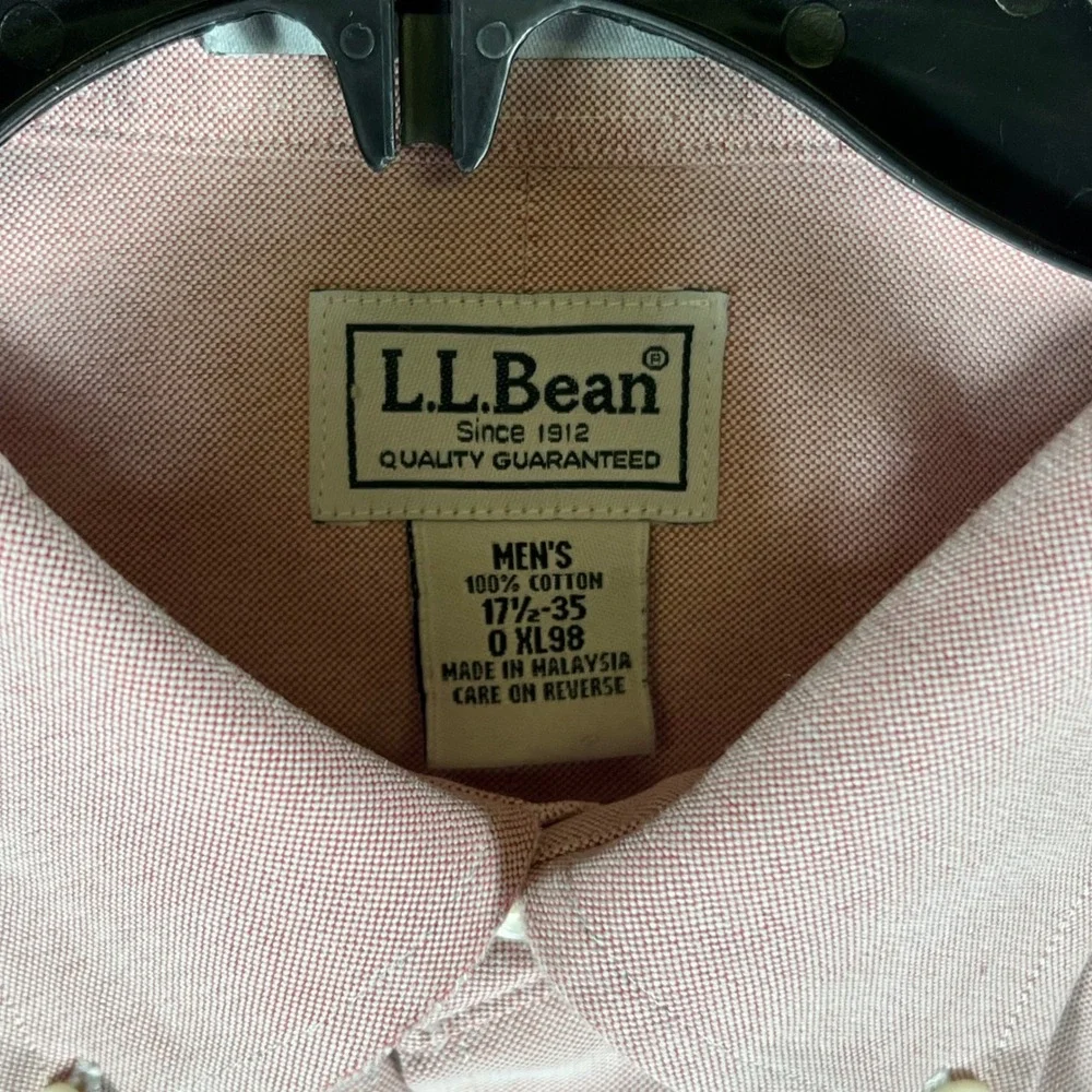 LLBean Mens‎ Pink Wrinkle Resistant Long Sleeve Button Down Shirt XL
